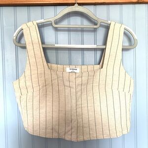 The Workshop Striped Beige Linen Top